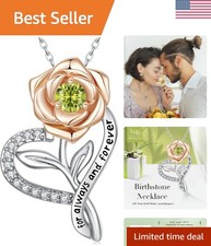 Elegant Heart Birthstone Pendant Necklace - Perfect Valentine s Day Gift for Her