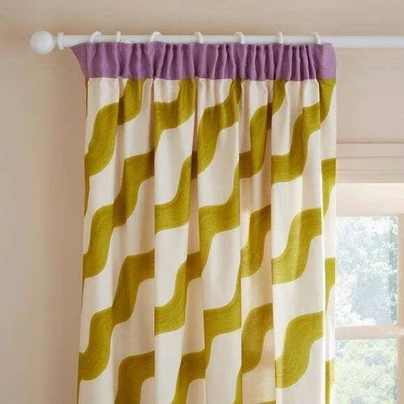 Dunelm Sophie Robinson Green Hazy Wave Pencil Pleat Green - Cotton - 4 sizes