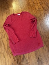 J. Jill Sweater Pullover Women's L Red Long Sleeve Button Cuff Stretch Pockets
