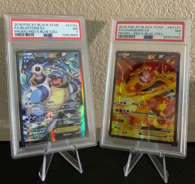 Pokemon TCG: Blastoise XY#122 & Charizard XY# 121 PSA 7 Black Star Promo Set
