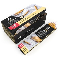 ARTEZA HB Pencils 2, Bulk Pack of 96 Pre-Sharpened Wood-Cased Graphite, He...
