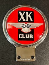 SCARCE VINTAGE AUTOMOTIF XK JAGUAR CLUB HEAVY ENAMEL & CHROME CAR BADGE