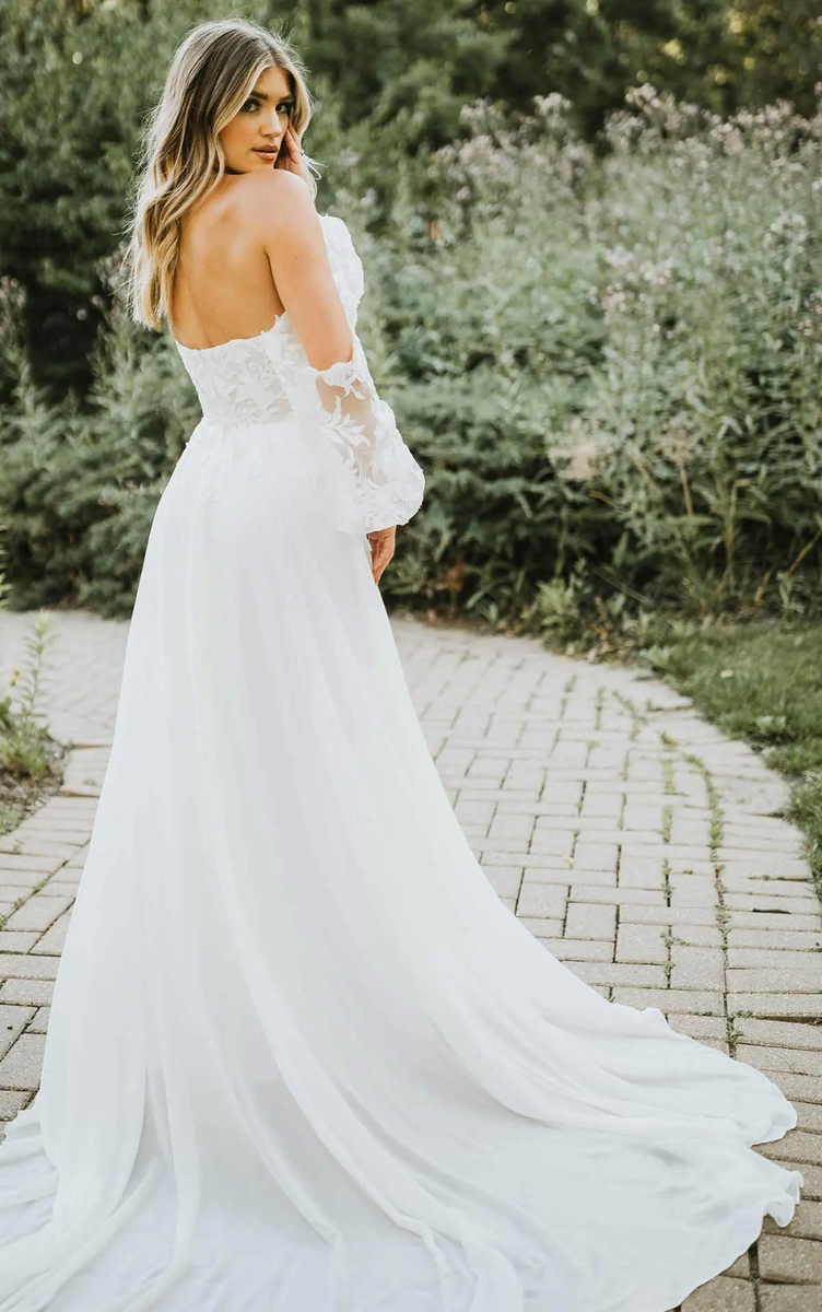 Stella York Lace Top Plain Bottom Wedding Dress Lace And Satin Fit-and-Flare  Wedding Dress
