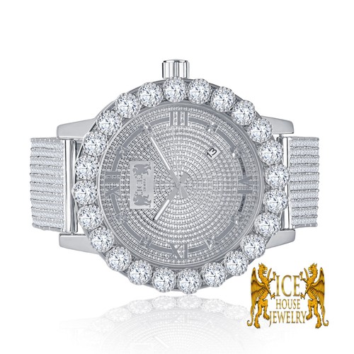 White Gold Tone Full Custom Bezel Khronos Jojino Joe Rodeo Genuine Diamond Watch - Picture 2 of 2