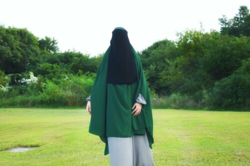 Soprabito Khimar senza maniche lungo in lana traspirante pesca alta qualità Jilbab - Foto 15 di 15