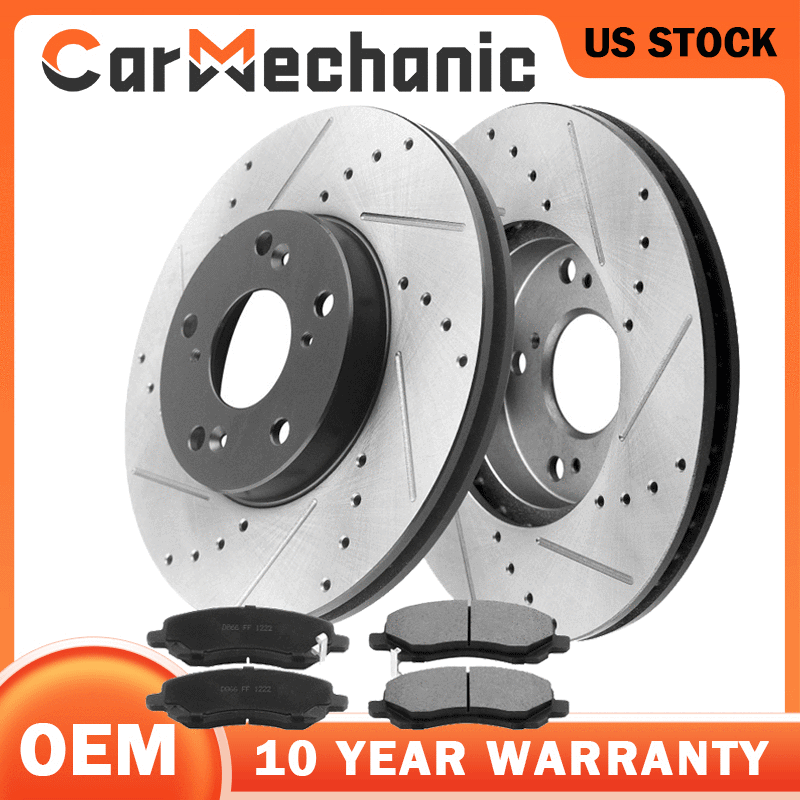 High-Performance Slotted Brake Rotors & Ceramic Pads Kit for Jeep Compass, Patriot, Avenger
