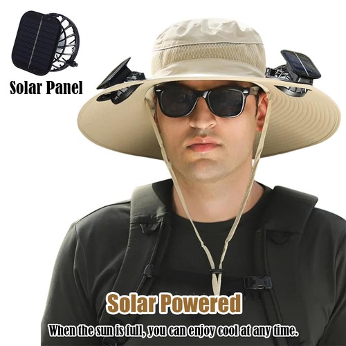 Wide Brim Solar Fan Bucket Hat Summer Beach Cap Outdoor UV Protection Men Women - Picture 6 of 14