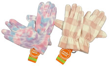 Wonder Nation Girls Micro Fleece Gloves Plaid Pastel Lot of 2 Winter OneSize NEW