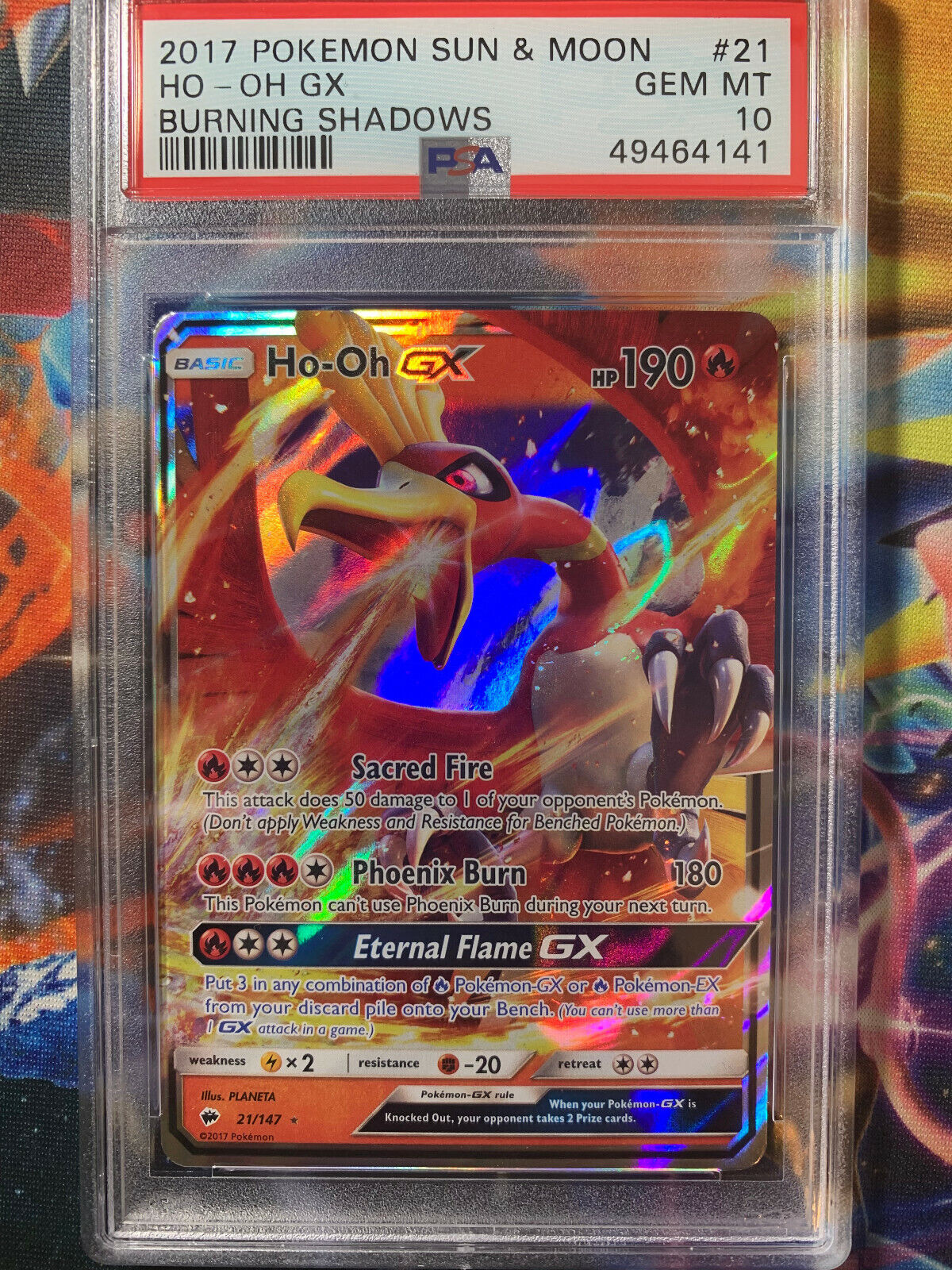 Ho-Oh GX 21/147 Near Mint Ultra Rare Burning Shadows Full Art Pokemon Card  2017