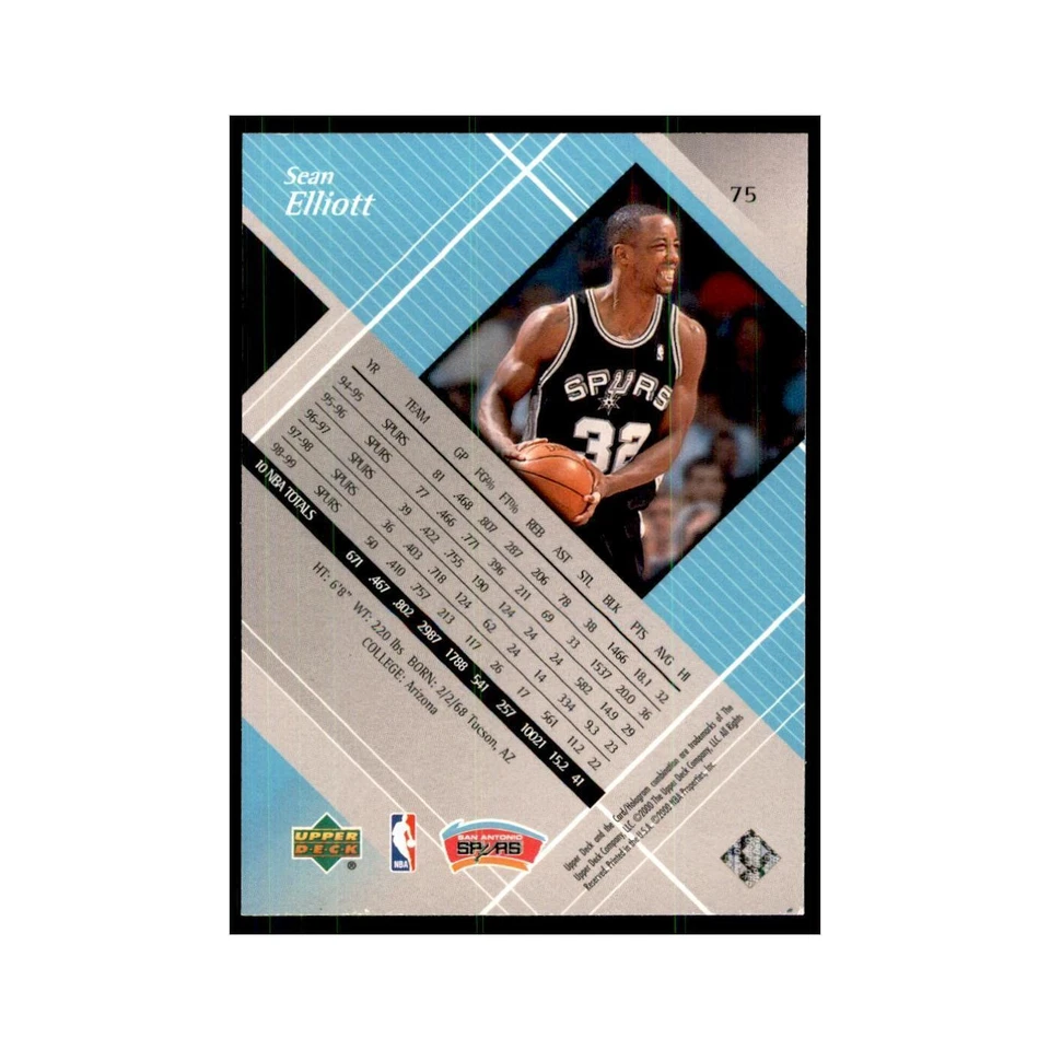 1999 Upper Deck Black Diamond Sean Elliott Spurs #75 - Image 2 of 3