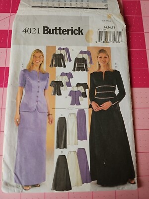 Butterick Pattern 4021 Floor Length Skirts Formal Tops Sizes 14 16 18 UNCUT