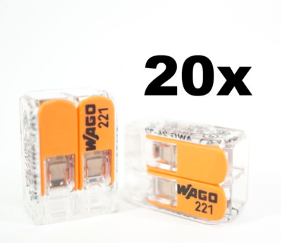 20x WAGO Klemmen 2-polig | Serie 221-412 | Kabelverbinder 4mm² mit Hebelklemmen