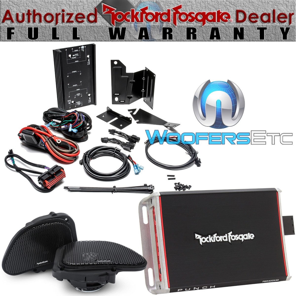 3pkg ROCKFORD TMS6RG + PBR400X4D + RFKHD9813V1 SPEAKERS AMPLIFIERS