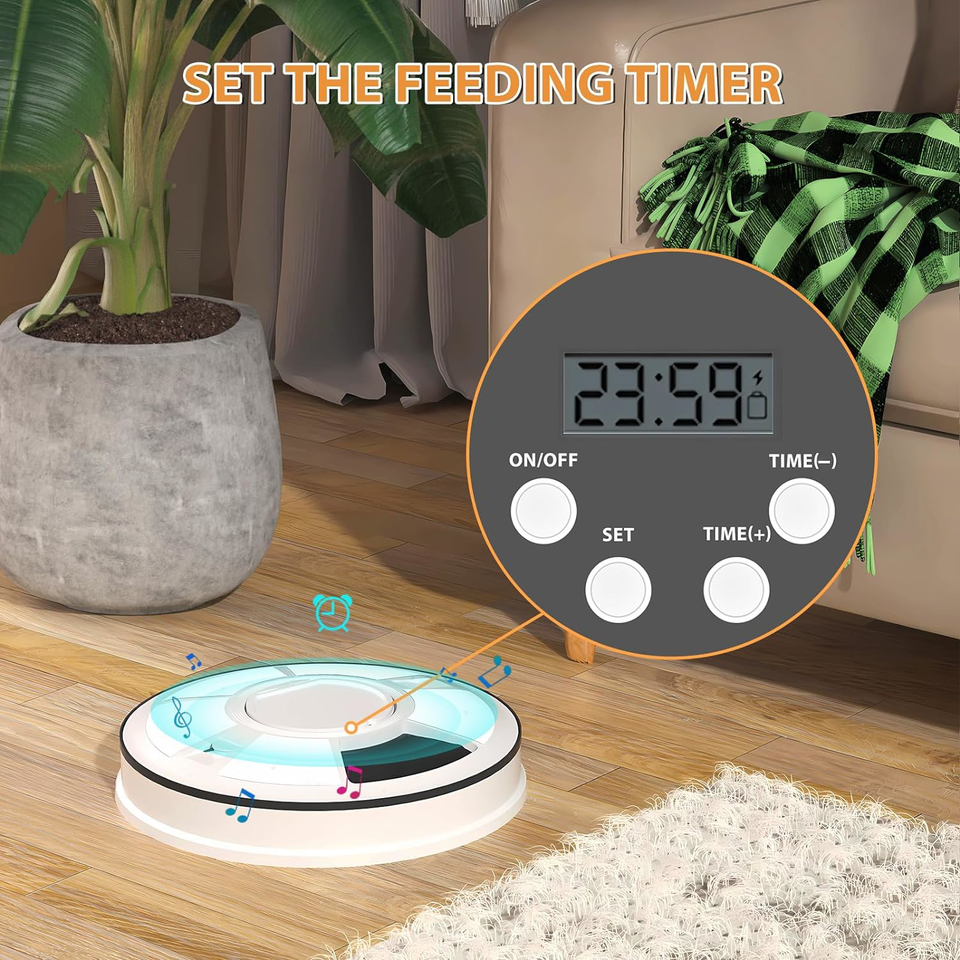 Automatic Cat Feeder Wet Food/Dry Food, 6 Meal Timed Pet Feeder Easily