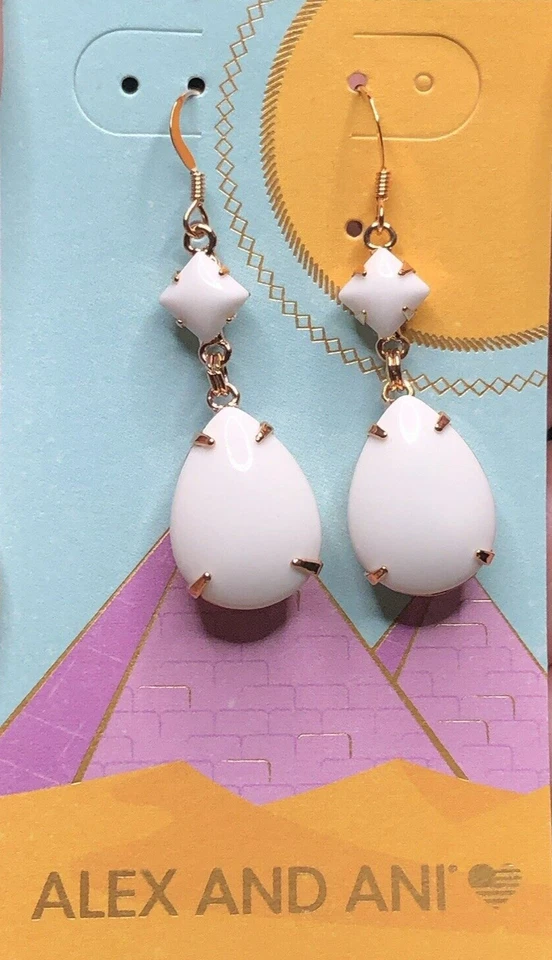 NUEVO CON ETIQUETAS Alex and Ani Pendientes Colgantes Tono Oro Blanco Iluminación Espera Foto 3 de 4