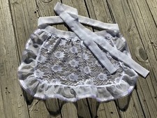 Lacy white sheer apron, women Lace ruffles apron, Pretty Bridal Shower Apron