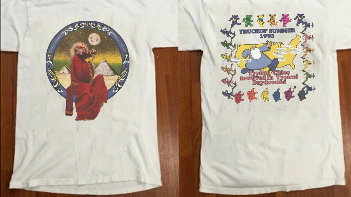 RARE VINTAGE GRATEFUL DEAD 1993 SUMMER TOUR White All Size Shirt AH766