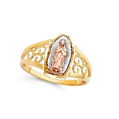 GOLD - 14K Tri Color Gold Our Lady of Guadalupe Ring | eBay