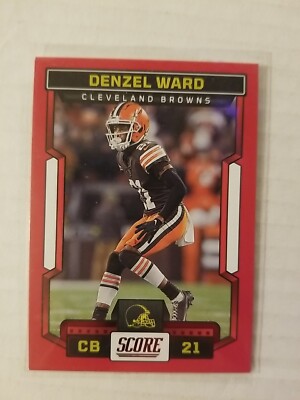 2023 Panini Score Red Parallel Football Card - #212 Denzel Ward - Cleveland 