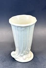 Vintage Nelson McCoy Art Pottery Matte White Leaves & Berries Cornucopia 6" Vase