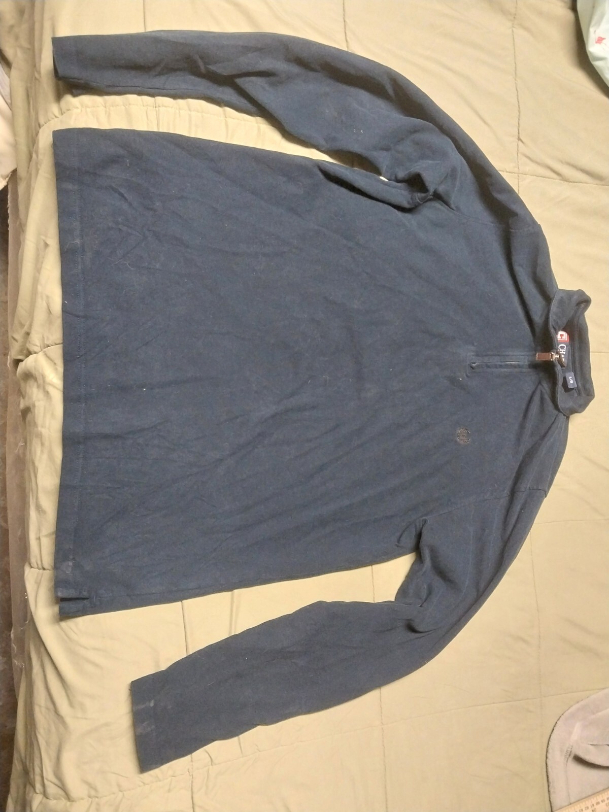 chaps quarter-zip pullover with elbow pathches - image 1