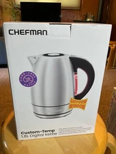 New CHEFMAN 1.8-Liter Temperature Control Stainless-Steel Electric Kettle
