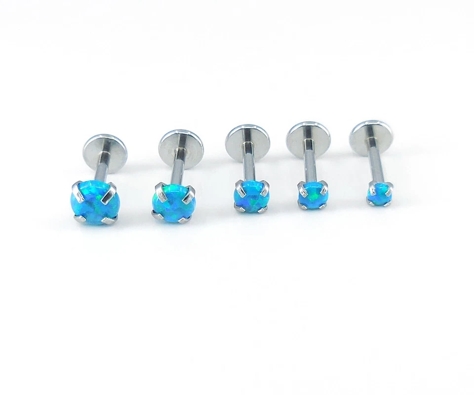 Pendientes de ópalo de océano azul aguamarina anillos de nariz 18G 16G 20G 2-4 mm Foto 4 de 4