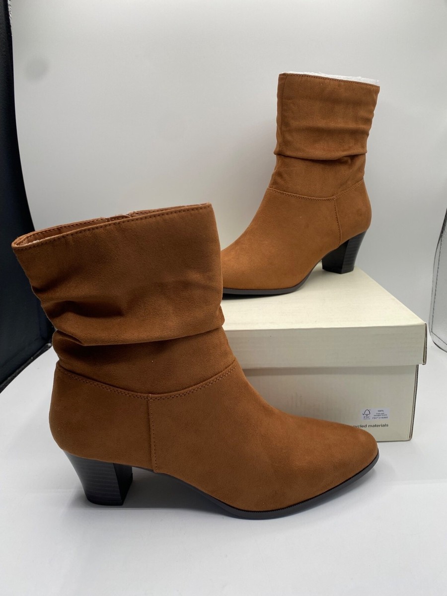 Style & Co Piviee Women's Brown Faux Suede Zipper Almond Toe Ankle