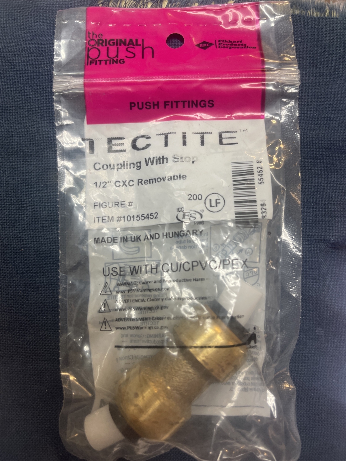 Tectite 10155452 Series 1/2" Copper Coupling With Stop