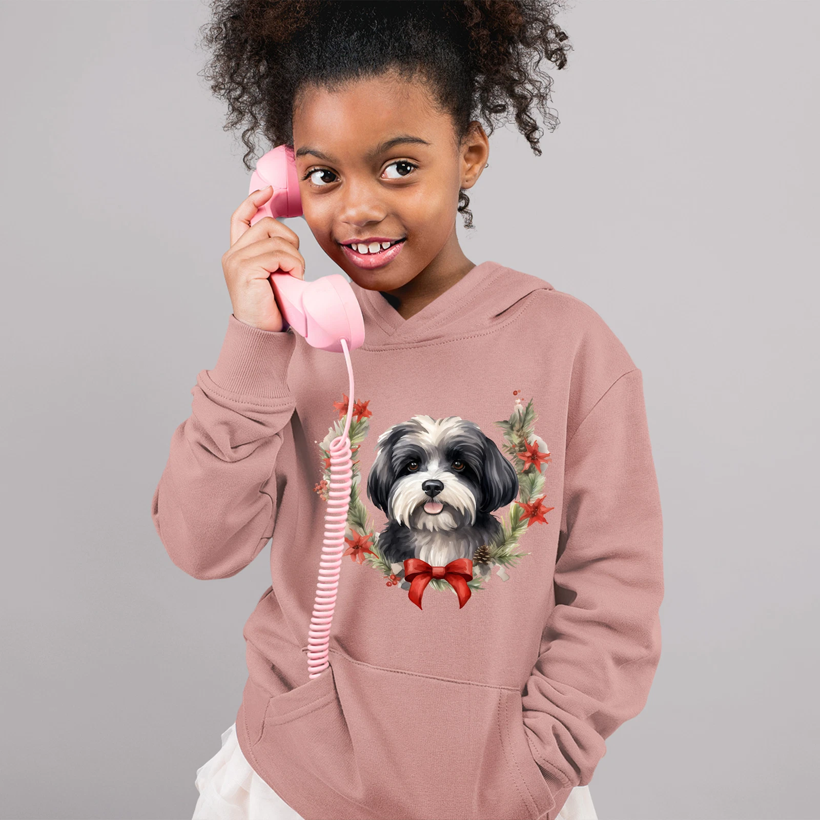 VETEMENTS Felpa con cappuccio corona di Natale Havanese per bambini cane che cammina animali proprietari animale domestico Natale...