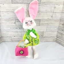 Annalee 12" Spring Girl Bunny Rabbit Stuffed Doll With Easter Basket 20098