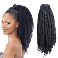 18inch Long Afro Kinky Curly Drawstring Ponytail Wig Crochet Marley Braids Twist