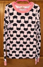 Hanna Andersson Sz 140 / US 10 PJ TOP ONLY Organic Cotton Pink Kitty Cat Pajama
