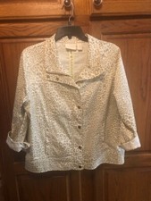 Chico's White and gray leopard skin print jacket size 1