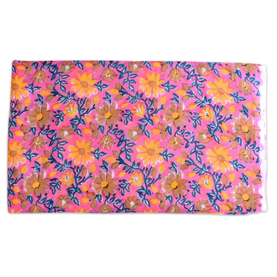 Pure Cotton 10 Yard Floral Print Indian Fabric Running Hand Block Printed Multi - Image 3 of 4