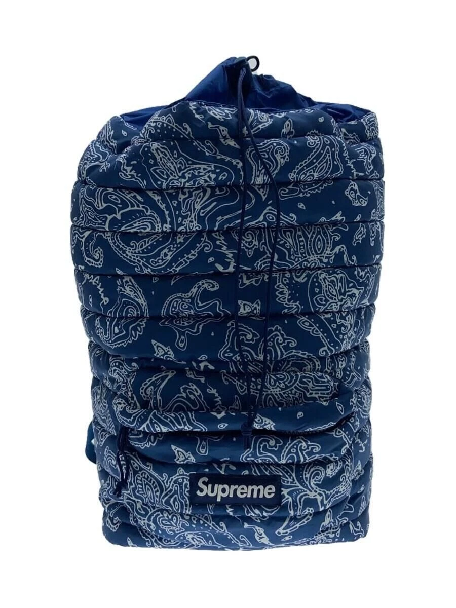 Supreme Backpack 22FW Puffer BluePaisley sac à dos polyester bleu cachemire occasion