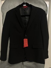 Men  s Suit 34 Slim Fit - 3 Piece set Jacket, vest, pants Black 28  Waist NWT