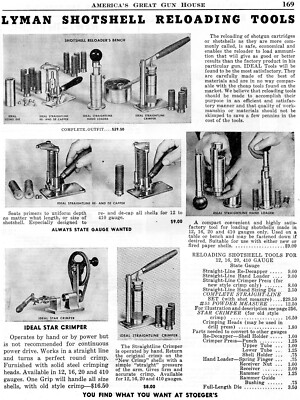 1952 Print Ad of Lyman Shotshell Reloader Press, Straightline Capper & Loader