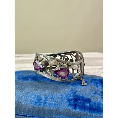 Vintage Signed AMP Sterling Silver & Color Changing Stones Floral 