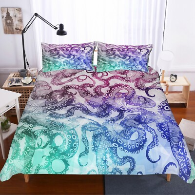 3D Octopus Tentacles Pattern Color Quilt Cover Set Bedding Sets Pillowcases 64