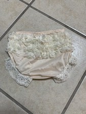 0-6 Month Flesh Color Ruffled Lace Easter Pageant Diaper Cover Panty Bloomer NWT