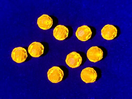 6mm UV Orange Cadmium Glass Beads Round Machine Czech 10pcs M5 - Picture 1 of 4