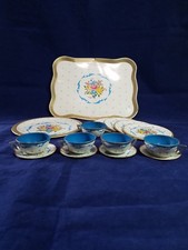 Vintage Children  s Metal Kitchen Toys Ohio Art Tin Tea Set Floral Pattern 15 pcs