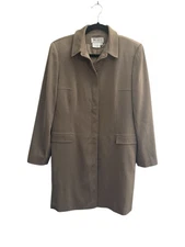 W by Worth Womens Petite 14 Taupe Jacket Acetate Full Button Lined #4231