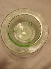 Vintage Green Mosser Cameo Ballerina 3 Footed Childs Bowl 5 1/2" W