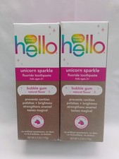 NEW 2 Hello Kids Unicorn Sparkle Toothpaste Bubble Gum Flavor 4.2 oz Exp 10/26