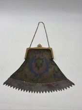 Antique 1920's Mesh Bag. Whiting Davis EYE DAZZLER Peacock Feather