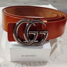 Gucci Women s Brown Double G Logo Buckle Adju...