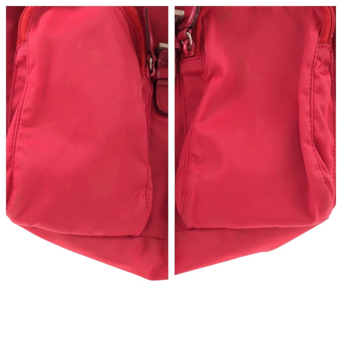 PRADA Tessuto Triangle Logo Plate Red Silver Hardware Nylon Leather Rucksack Day thumbnail 5