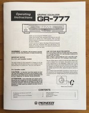 Pioneer GR-777 Equalizzatore Grafico Manuale d’uso Istruzioni Funzionanti